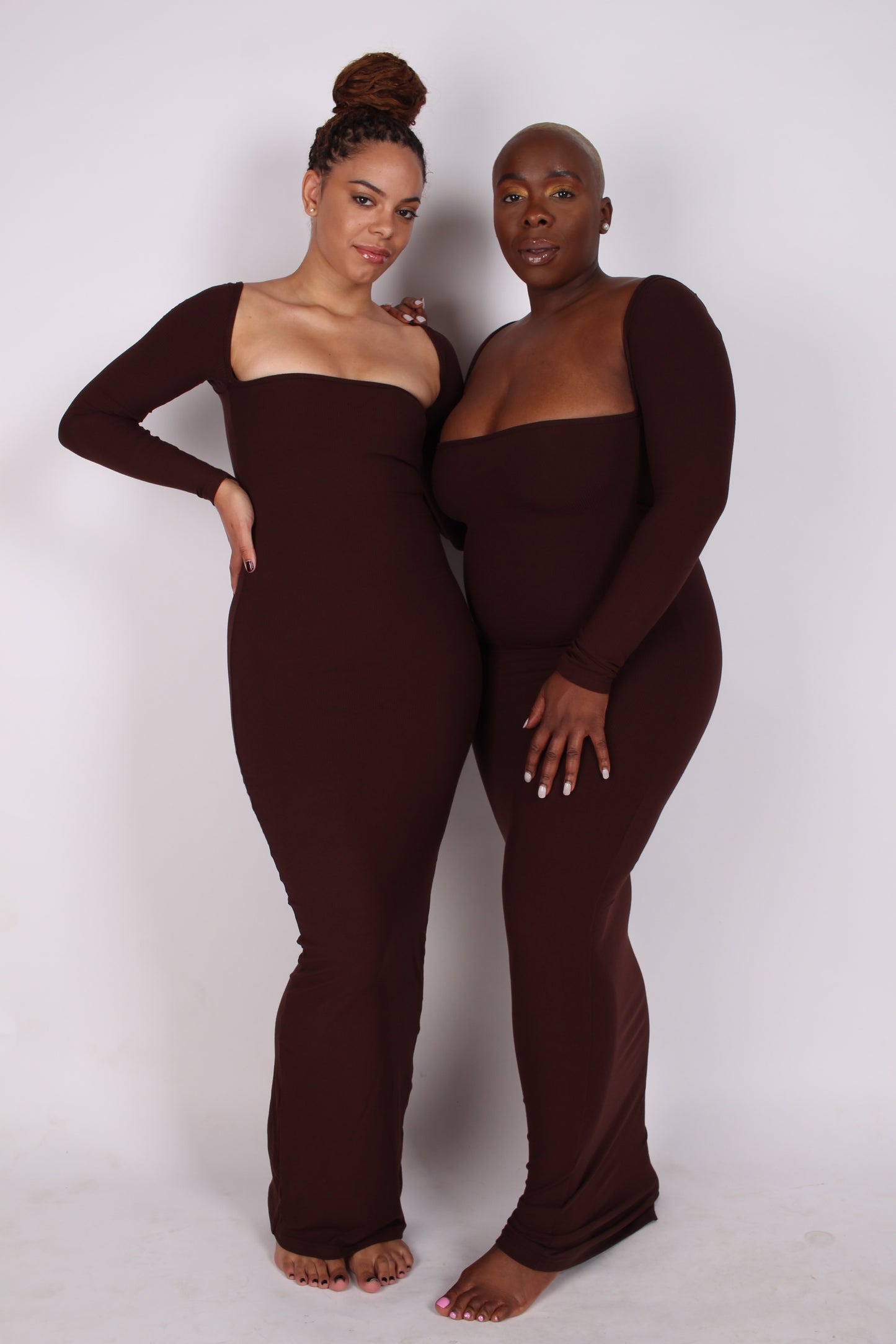 Built- in Shapewear Long Sleeve Maxi Lounge Dress