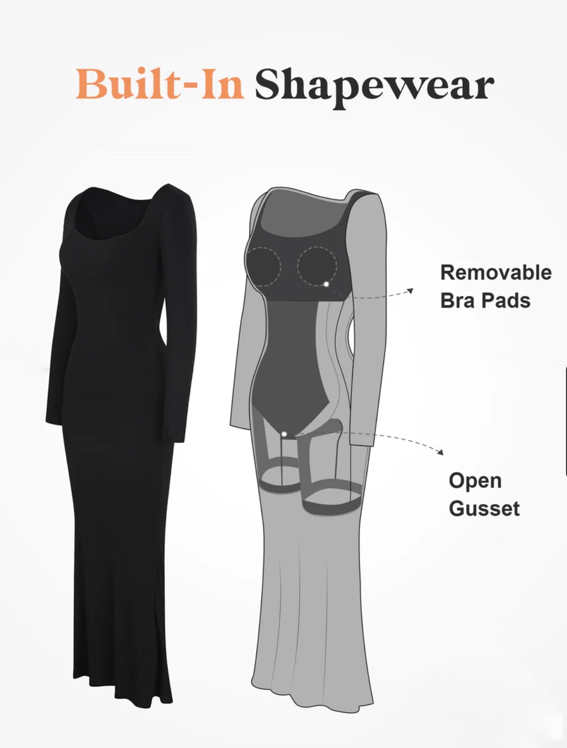Sculpting Long-Sleeve Maxi Dress with Built-In Shapewear