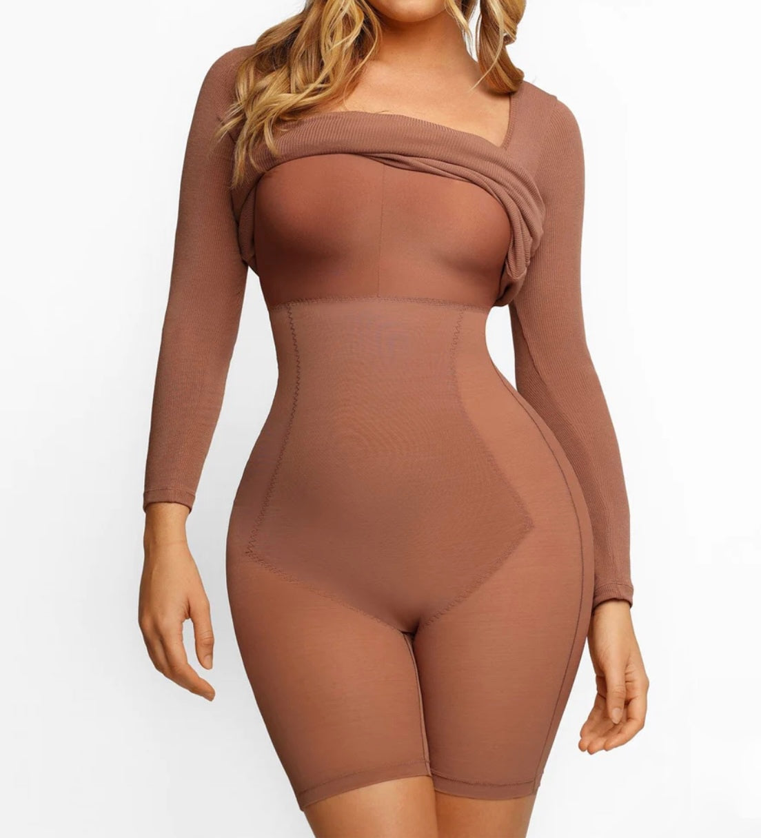 Built- in Shapewear Long Sleeve Maxi Lounge Dress