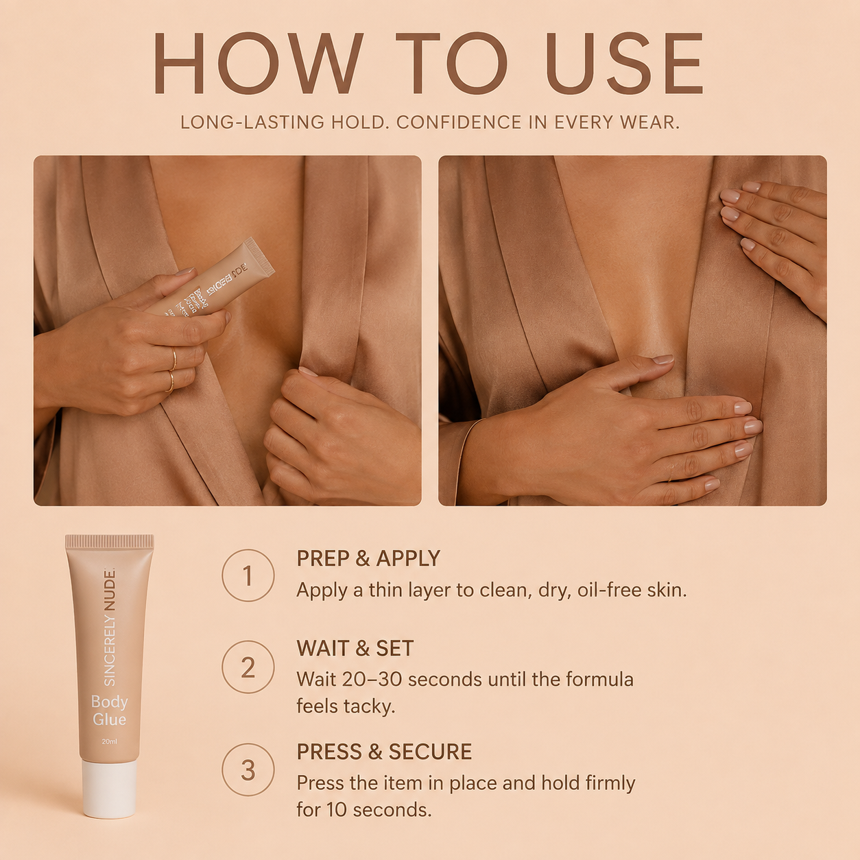 Body Glue- Clear invisible body adhesive for clothing